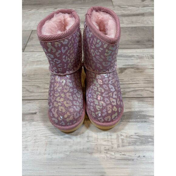 Weestep Girls pink leopard casual winter snow boots size 8 - Picture 2 of 9